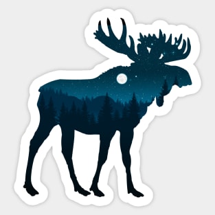 Night Forest Moose Sticker